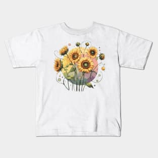 Sunflowers Watercolor Kids T-Shirt